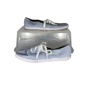 Keds Champion Canvas Gingham‎ Blue White Lace Up Sneakers Shoes Women US 8.5